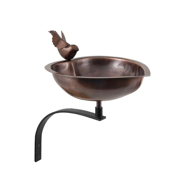 Achla Designs Achla HBB-01-OR Heart Shaped Birdbath with Over Rail Bracket; Copper & Black HBB-01-OR - main